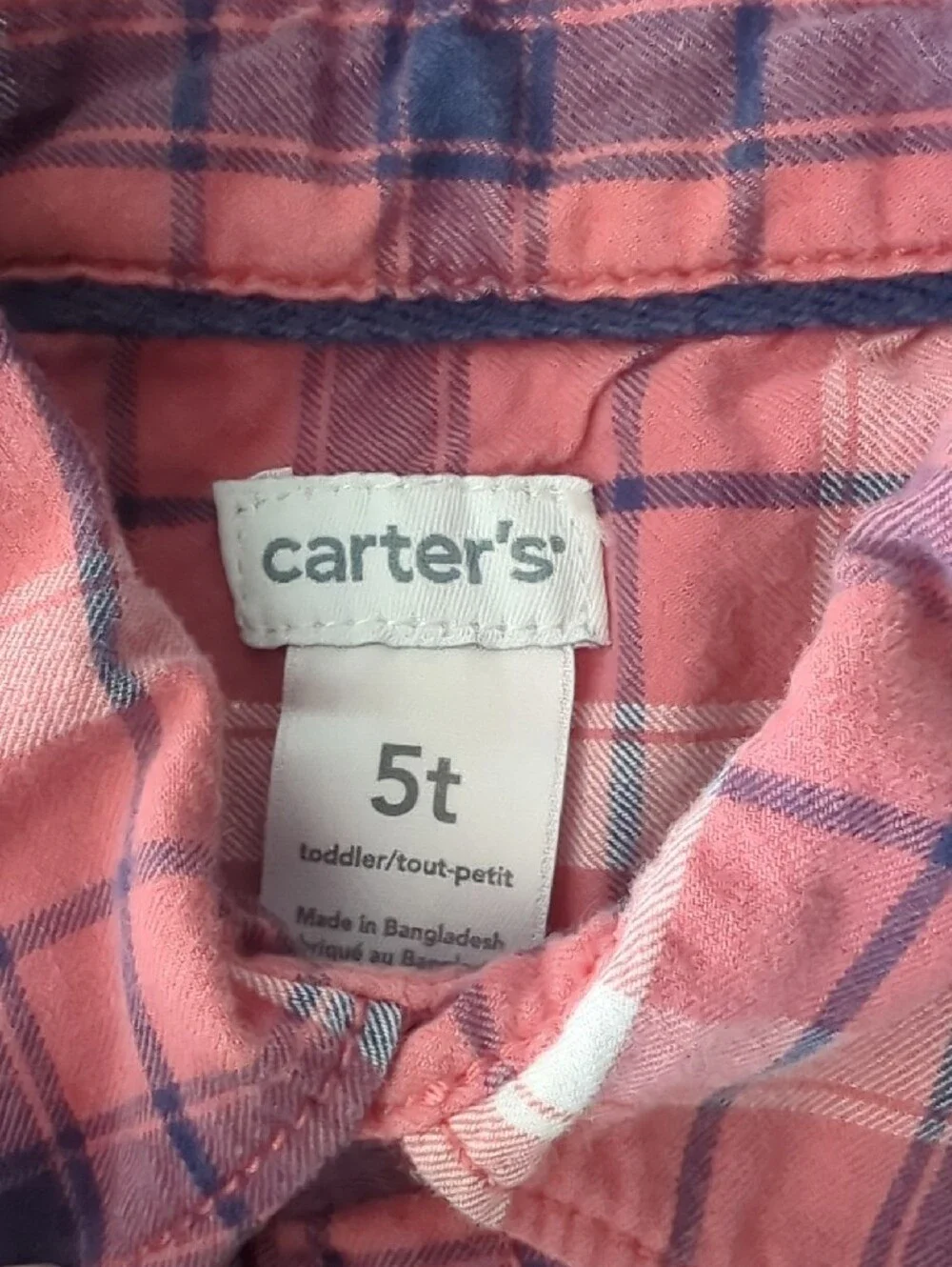 Carter's Pink and Blue Plaid Button-Down Shirt
